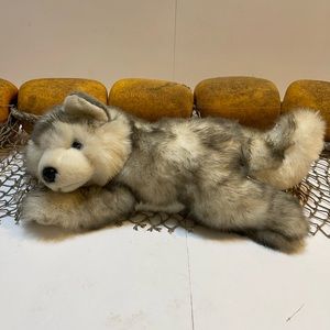 FIESTA 15" LAY DOWN Siberian HUSKY Dog PLUSH STUFFED Toy JD